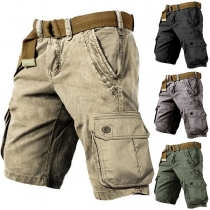 Fashion Side Patch Pockets Cargo Shorts