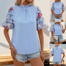 Fashion Floral Embroidered Short Sleeve Shirt
