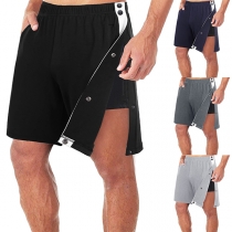 Fashion Men's Casual Loose Shorts with Side Button- Classic Workout Pants for Gym and Leisure