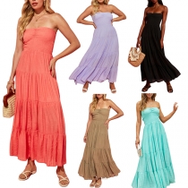 Fashion Strapless Tiered Maxi Dress
