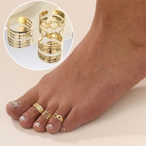 Bohemia Style Hollow-out Three-piece Feet Ring Set