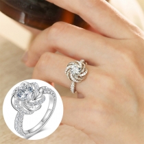 Fashion Floral Shape Rhinestone Adjustable Ring