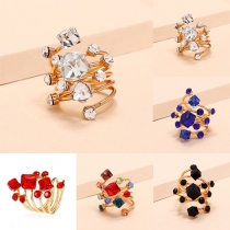 Fashion Geometric Cube Rhinestone Rings
