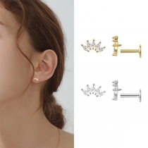 Fashion Rhinestone Lotus Shape Earrings