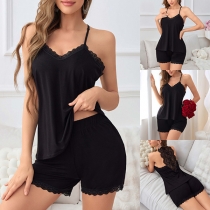 Sexy Lace Spliced Two-piece Nightwear Set