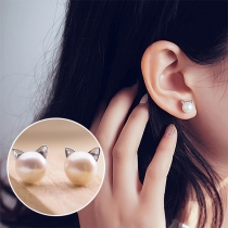 Fashion Pearl Cat Shape Earrings