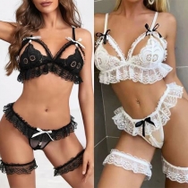 Sexy Ruffle Lace Cutout Two-piece Lingerie Set