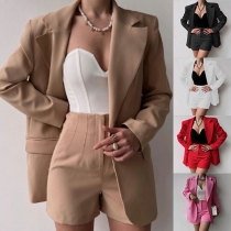 Fashion Two-piece Suit Set Consist of Notch Lapel Blazer and Shorts