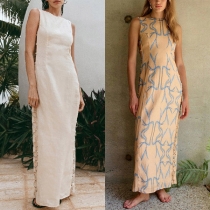 Fashion Round Neck Sleeveless Backless Side O-ring Tank Dress