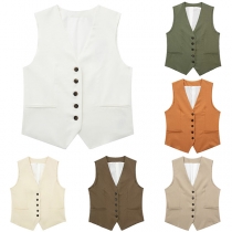 Fashion Two-piece Suit Set Consist of Button Vest and Shorts