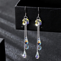 Fashion Rhinestone Tassel Drop Earrings