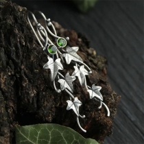 Vintage Leaves Tassel Rhinestone Earrings