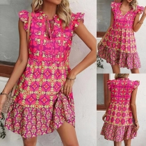 Fashion Floral Printed Mini Dress