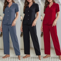 Cozy 3-Piece Solid Color Loungewear Set - Brassiere, Shirt & Pants