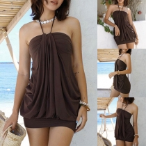 Sexy Draped Halterneck Off-the-shoulder Bodycon Dress