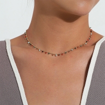Bohemian Style Colorful Rhinestone Necklace Choker
