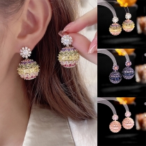 Fashion Colorful Rhinestone Ball Pendant Earrings