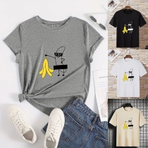 Cute Cartoon Banana Printed Shirt