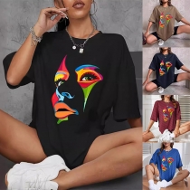 Street Fashion Colorful Face Printed Unisex Shirt
