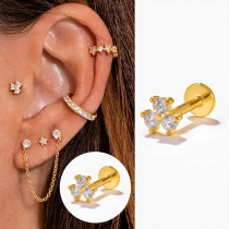 Fashion Floral Shaped Rhinestone S925 Silver Earrings