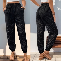 Fashion Casual High-Waisted Textured Jogger Pants