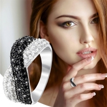 Fashion Black and White Twist Rhinestone Ring