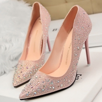 Fashion Pointed Toe Sequined Faux Cut-Out Cover Stiletto Pump