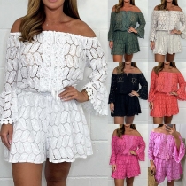 Fashion Off-the-shoulder Trumpet Long Sleeve Tassel Romper