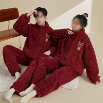 Comfy Warm Plaid Plush Two-piece Loungewear Set