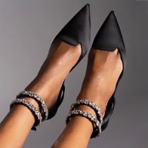 Fashion Pointed-toe Rhinestone Flat Sandals