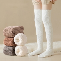 Fashion Solid Color Warm Plush Over-the-knee Socks