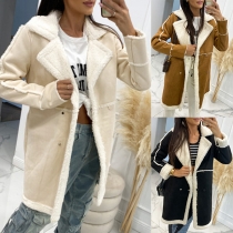 Fashion Notch Lapel Long Sleeve Plush Lined Jacket