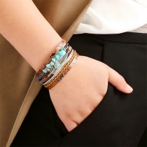 Bohemia Style Feather Turquoise Multi-layer Bracelet