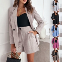 Fashion Two-piece Suit Set Consist of Notch Lapel Blazer and Shorts