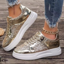Fashion Bling-bling Lace-up Flat Shoes