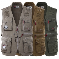 Fashion Front Zipper Sleeveless Multi-pocket Functional Men's Vest
