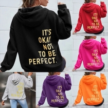 Street Fashion Letter Printed Long Sleeve Hooded Sweatshirt