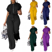 Fashion Two-piece Set Consist of Crop Top and Straight-cut Pants