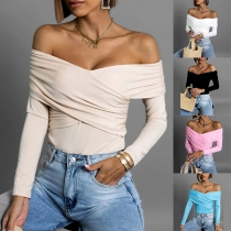 Sexy Off-the-shoulder Long Sleeve Slim-fit Shirt