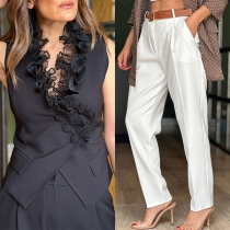 Fashion Two-piece Suit Set Consist of Ruffle Vest and Pants