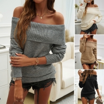 Fashion Off-the-shoulder Long Sleeve Sweater