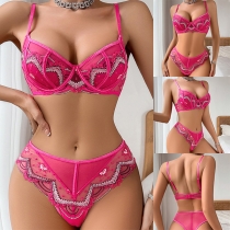 Fashion Embroidered Semi-through Two-piece Lingerie Set