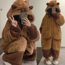 Fashion Warm Cute Cartoon Shape Hooded Plush Robe