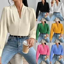 Fashion V-neck Long Sleeve Shirt