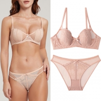 Sexy Push-up Lace Spliced Gauze Two-piece Lingerie Set
