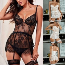 Sexy Semi-through Lace Lingerie Bodysuit