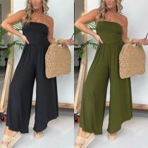 Street Fashion Strapless High-rise Wide-leg Jumpsuit