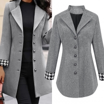 Fashion Lapel Contrast Color Long Sleeve Jacket
