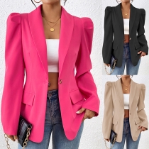 Fashion Puff Long Sleeve Lapel Blazer