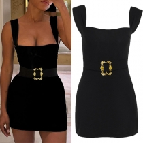 Sexy Square Neck Bodycon Dress with Belt